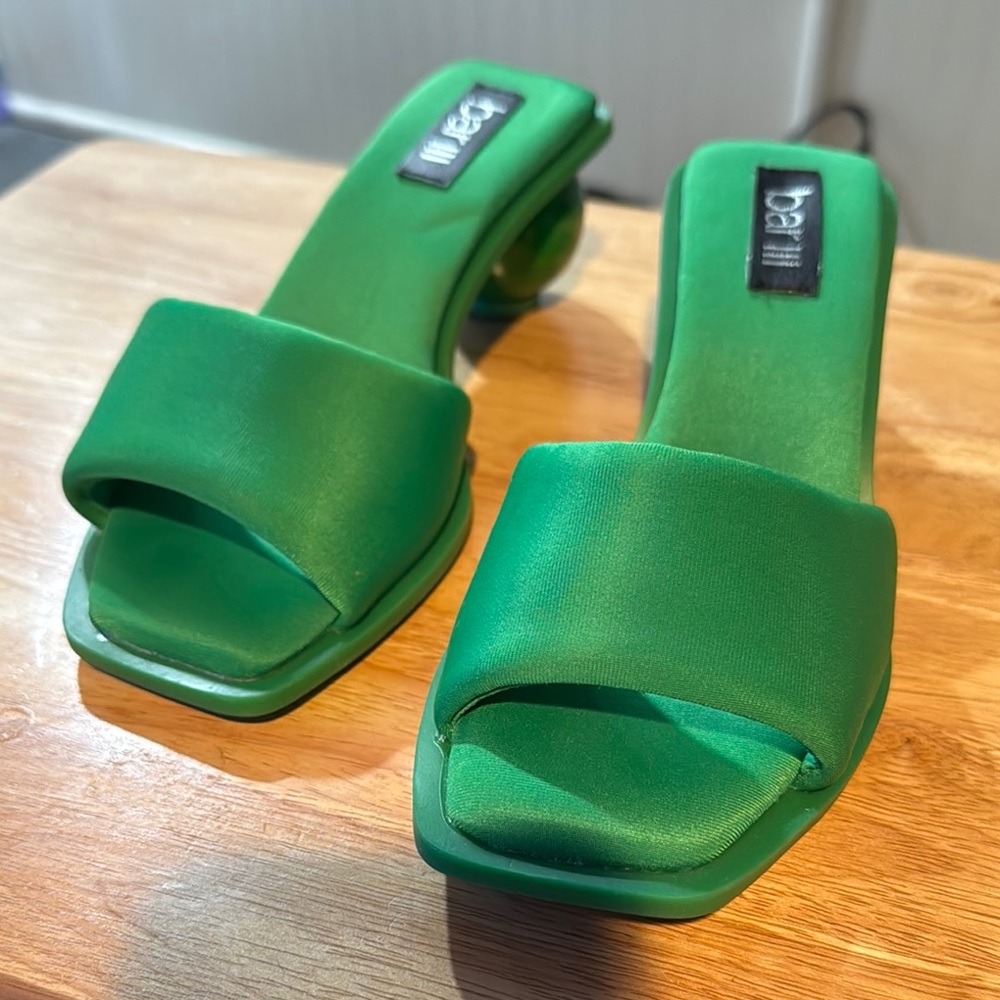Bali Emerald Green Satin Slide Mules
